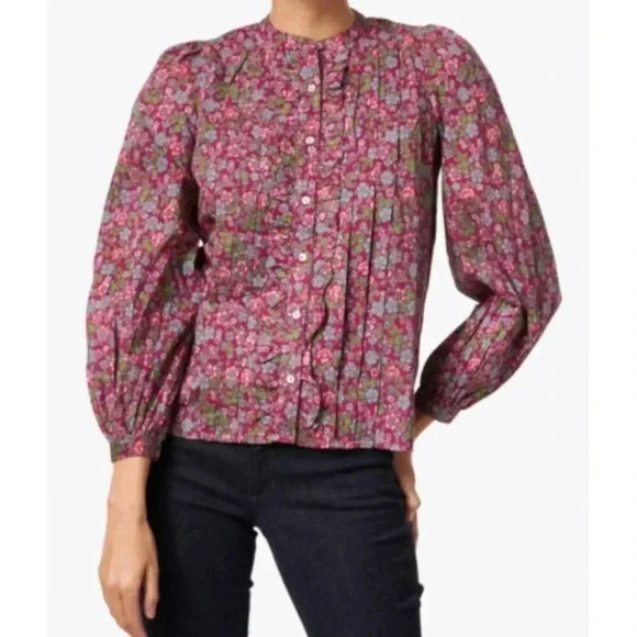 NEW Banjanan Jennifer Shirt Hedgehog Boysenberry Floral Bohemian Cottagecore - Picture 2 of 8